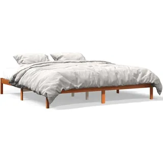 vidaXL Massivholzbett ohne Matratze Wachsbraun 180x200 Kiefernholz