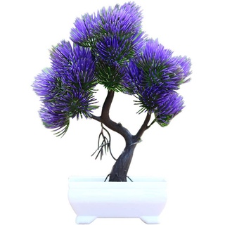 Ukallaite Künstliche Bonsai für Home Office Desktop Dekoration & Künstliche Tannenbaum Pflanze Topf Bonsai Hochzeit Party Desktop Möbel Dekor, violett, Übergröße