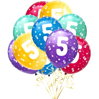 Luftballon Set Zahl 5 für 5. Geburtstag Kindergeburtstag Party 10 Deko Ballons Geburtstagsdeko bunt