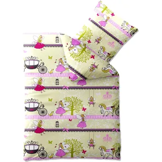 CelinaTex Biber Kids Bettwäsche 135 x 200 cm 2teilig Baumwolle Biber Elfe Fee Mädchen rosa pink grün