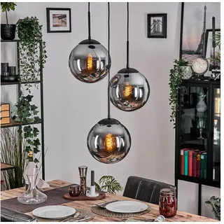 hofstein Hängeleuchte moderne Esszimmer Hängelampe aus Metall/Glas in Schwarz/Rauchfarben, ohne Leuchtmittel