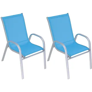 Hline Kinderstuhl aus Metall Kinder Gartenstuhl Sessel Stuhl stabil robust (2 Stück BLAU)