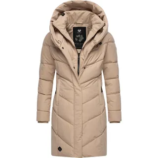 Ragwear Damen, Wintermantel Warmer Steppmantel lang wasserdicht mit Kapuze Natalka Intl Taupe24 Gr. L (40),