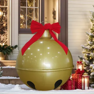 Groß Weihnachtskugeln Weihnachtsdeko, Aufblasbar Weihnachtskugel Weihnachtsdeko Kugeln Weihnachten Ball, Wasserdicht Weihnachtsball Ornamente Party Deko (60cm Weihnachtsglocken)