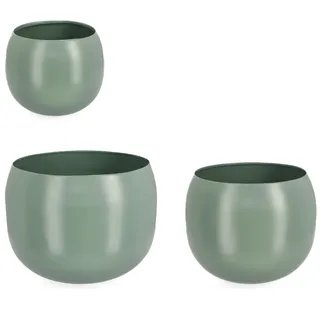 Outdoor-Vase Keyra 3er-Set aus Metall, modern, salbeigrün, für Garten und Balkon