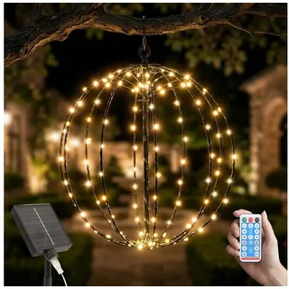 Salcar LED Kugelleuchte Solar LED Garten Weihnachtsdeko Außen Kugel Lichter 120 LEDs 30cm, Solar, LED fest integriert, Solarleuchte Weihnachtsbeleuchtung mit Timer, Speicherfunktion, 8 Modi