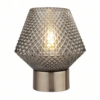 Licht-Erlebnisse Tischleuchte KELLY, ohne Leuchtmittel, 17,5 cm E27 Chrom Rauchgrau Wohnzimmer Glas Metall Jugendstil bunt|grau