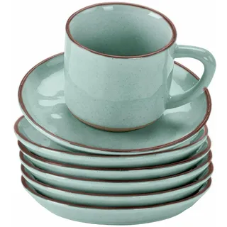 LOBERON Tasse mit Untertasse 6er Set Biarré, türkis