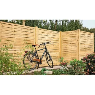 Lamellenzaun 120 x 180 cm - Holz Sichtschutz, druckimprägnierter Holzzaun, Zaunelemente mit dekorativer Flechtoptik - Ideal für Garten & Terrasse