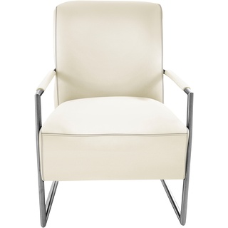 Cocktailsessel K+W KOMFORT & WOHNEN Sessel Gr. Leder Longlife BRONCO, B/H/T: 62 cm x 77 cm x 83 cm, weiß (bianco) Clubsessel Cocktailsessel mit bezogenen Armlehnen, Gestell in Metall Edelstahloptik