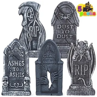luxuskollektion 5 Stück 43cm Halloween Grabsteine mit Metall Bodenspitze