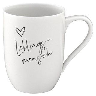 Villeroy & Boch Kaffeetasse STATEMENT, 340 ml - Schwarz - Weiß - Porzellan - mit Schriftzug Lieblingsmensch