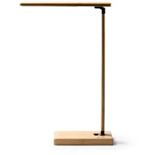 Bambus-Tischlampe mit kabellosem Ladegerät