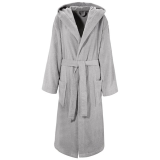 Bruno Banani Unisex-Bademantel Robby, ideal für Sauna & Spa, Hotelbademantel, Morgenmantel, Langform, Walkfrottee, Kapuze, Gürtel, Damen & Herren Bademäntel, Baumwolle, mit Taschen, Reise, Sauna, S-3XL grau S | 120 cm
