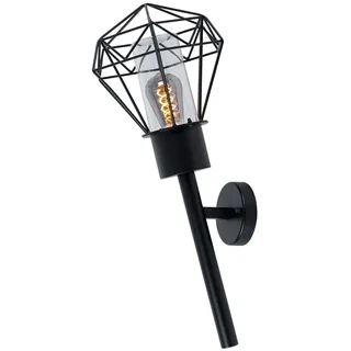 Wandlampe, Fackel, Gitter Design, schwarz H 28,5 cm