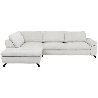 Beldomo Style Ecksofa, Ecru, Metall, 3-Sitzer, Ottomane links, L-Form, 291x197 cm, Goldenes M, Typenauswahl, Fußauswahl, Stoffauswahl, seitenverkehrt erhältlich, individuell planbar, Wohnzimmer, Sofas & Couches, Wohnlandschaften, Ecksofas