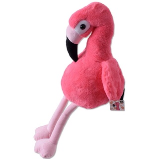 TE-Trend Plüschtier Plüsch Stofftier Flamingo Kuscheltier Deko Vogel Schlenkertier 30cm hoch Pink Schwarz