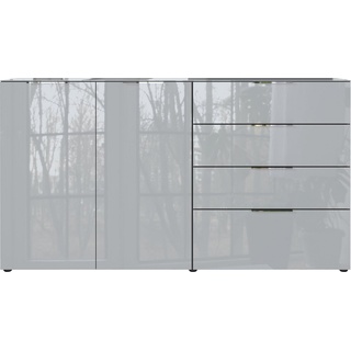 GERMANIA Sideboard Oakland, in 2 Breiten, Fronten und Oberboden mit Glasauflage grau|silberfarben 184 cm x 102 cm x 42 cm