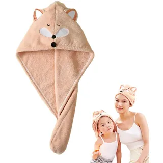Kinder Mikrofaser Haarturban Mädchen Schnelltrocknend Haartrockentuch Turban mit Knöpfen Anti-Frizz Saugfähige Haar Handtuch Wrap Verdrehter Turban Kopfhandtuch Hut für alle Haartype