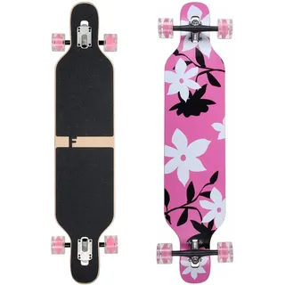 Flex1 bis 122kg - Camber Longboard (Flex1 bis 122kg, pink Flower - Ahornholz)