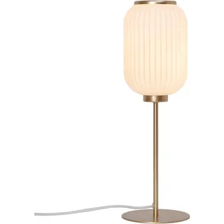 Tischleuchte NORDLUX "Milford" Lampen Gr. Ø 14,00 cm Höhe: 48,00 cm, grau (messingfarben) Tischlampen Vintage-Design, Materialmix: Messing und „gefaltetem“ opalweißem Glas