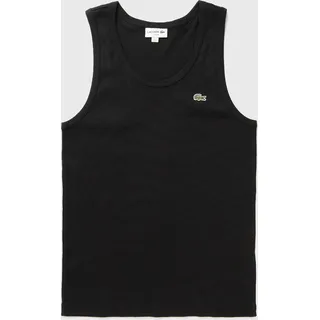 Slim Fit Ribbed Cotton Tank Top - black - M