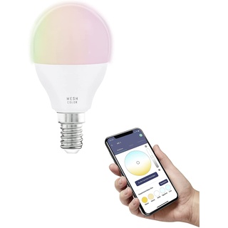 EGLO connect.z Smart-Home LED Leuchtmittel E14, P45, ZigBee, App und Sprachsteuerung Alexa, dimmbar, RGB, Lichtfarbe einstellbar (warmweiß-kaltweiß), 470 Lumen, 5 Watt, Glühbirne