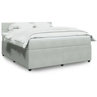 vidaXL Boxspringbett mit Matratze Hellgrau 180x200 cm Samt