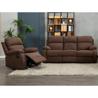 Relaxgarnitur 3+1 - Stoff - Braun - TOLZANO