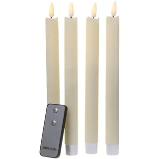 MARELIDA 4x LED Stabkerzen Tafelkerzen mit Fernbedienung H: 24cm in creme | Gr.: onesize