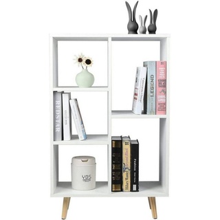 Woltu Bücherregal, 1-tlg., Büroregal aus MDF Holz mit 5 Fächern Weiß