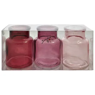 Sandra Rich Dekovase SANDRA RICH GLAS VASE BOTTLE BALANCED 3 Flaschen ca 7,5x5,5cm rosa