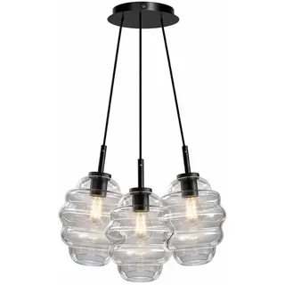 s.luce Pendelleuchte s.luce Echos Glas-Pendelleuchte Cluster 3-flammig 3x25cm Klar schwarz