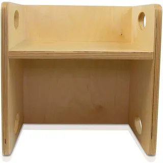Edu Fun Kinderstuhl Wendehocker Holz 2in1 Tisch Kinder-Hocker mitwachsende Kindermöbel Zwei Sitzhöhen 21 cm oder 10,5 cm als Tisch 30 x 30 cm