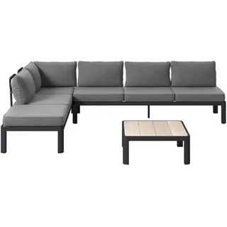 Ambia Garden Loungegarnitur, Grau, Natur, Dunkelgrau, Metall, Kunststoff, Textil, Füllung: Schaumstoff,Polyester, L-Form, einzeln stellbar, 300x222 cm, rostfrei, wetterbeständig, Loungemöbel, Loungemöbel-Sets
