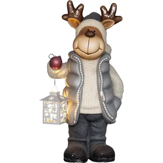 Weihnachtsdeko, Rentier Mit Laterne, Led, Batteriebetrieben, 25,5 X 19,5 X 52 Cm