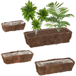 Relaxdays Blumenkasten 57,5 x 20 x 14 cm Braun