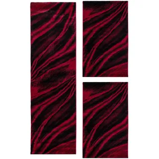 Carpetsale24 Bettumrandung Schlafzimmer 3 teilig Kurzflor Teppich Rot Bettvorleger Schlafzimmer Bettset: 2 St. 80x150 cm | 1 St. 80x300 cm - Flauschiger Teppich Läuferset Weich Moderne Design