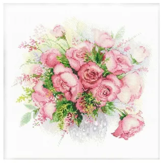Riolis Stickbild-Set, Motiv Rosen in Wasserfarben, Kreuzstich, Zählmuster