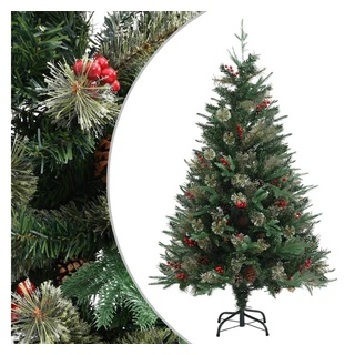 furnicato Künstlicher Weihnachtsbaum Weihnachtsbaum mit Zapfen Grün 120 cm PVC & PE grün