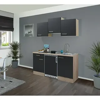 Flex-Well Turin Singleküche  (Breite: 150 cm, Anthrazit, Mit Elektrogeräten)