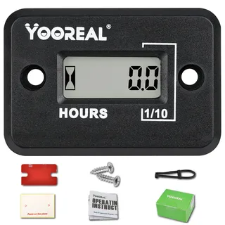 YOOREAL digitaler induktiver Betriebsstundenzähler wasserdicht IP68 | Geeignet für verschiedene ZTR/Rasenmäher mit Zündkerze,Rasentrimmer,UTV-Mähgeräte,Traktoren,Geländefahrzeuge -Boot(HM006B)