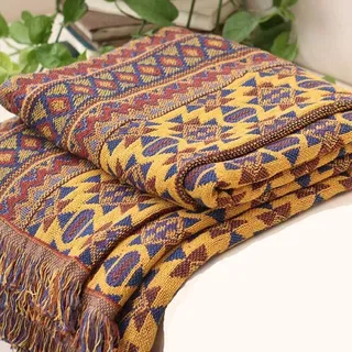 VANJOROY Boho sofadecke tagesdecken, Wohndecke Couchdecke Überwurf mit Fransen,100% handgewebte Doppelseitig Baumwolle für Sofaüberwurf,Sessel,Bett (180 x 230 cm)