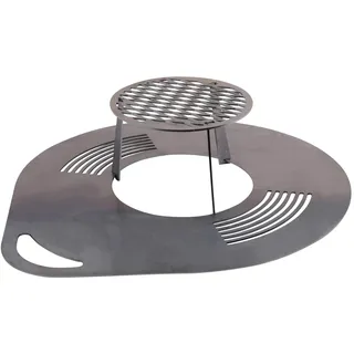 UNUS Grillplatte, 60 cm Durchmesser, runde Feuerplatte für Grill, Feuertonne oder Raketenofen, zweistufig, Bratplatte mit Patina