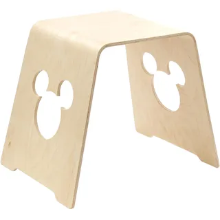 Disney Micky Maus Kinderhocker aus Bugholz-Birkenfurnier, natürliche Oberfläche, 52 x 40,5 x 45 cm (B x T x H)
