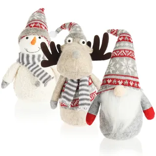 com-four® 3X Premium Weihnachts-Wichtel für die Weihnachtsdeko | winterliche Figur als Dekoartikel - niedlicher Kantenhocker als Raumschmuck oder Geschenk