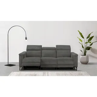 OTTO home 3-Sitzer OTTO HOME "LUND Cord, B. 222cm, manuelle/elektrische Relaxfunktion in 2 Sitzen", grau (anthrazit), B:222cm H:97cm T:100cm, 100% Polyester, Sofas, USB-C bei elektrischer Ausführung, Kopfteilverstellung