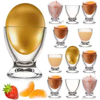 PLATINUX Eierbecher Set aus Glas 12-Teilig, Eierständer Eierhalter Frühstück Brunch Egg-Cup
