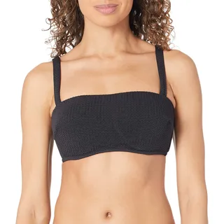 Seafolly Women's DD Cup Bandeau Bikini Top Swimsuit with Straps, Sea Dive Black, 10 US - 10 US