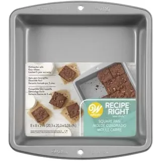 Wilton Quadratische Kuchenform, Recipe Right, antihaftbeschichtet, 20,3 cm (8 Zoll), Steel, Grey, 2105-956